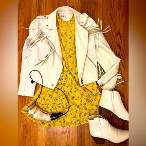 Happy nature, balloon sleeve, pinafore style dress